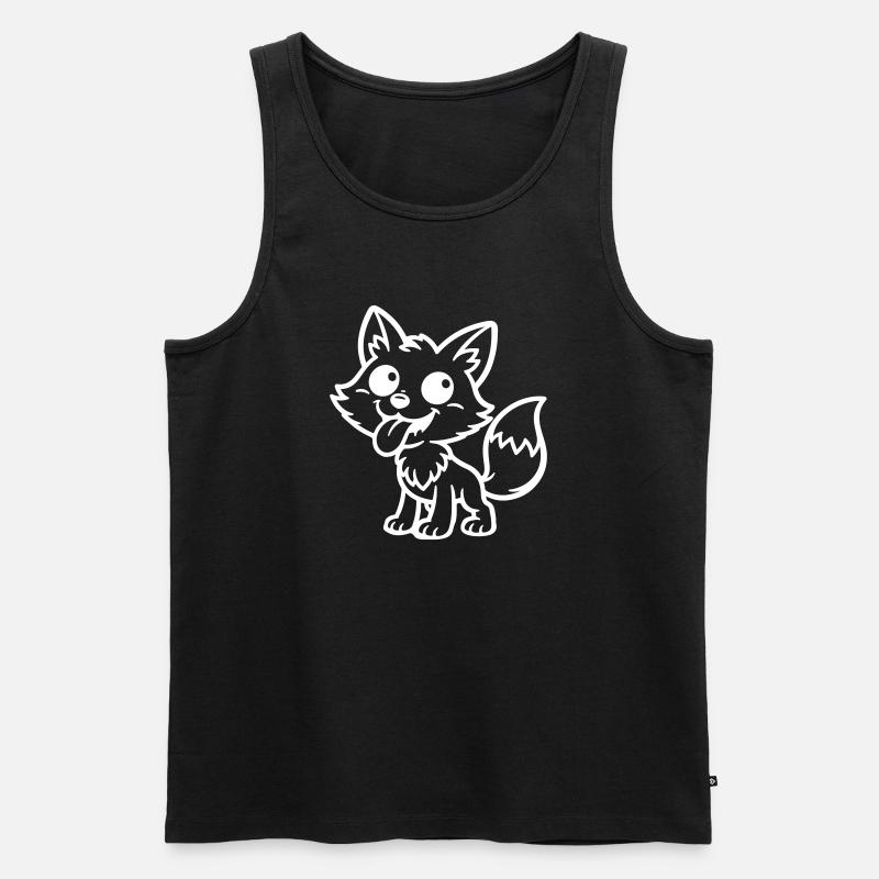 Fuchs Comic Lustig - Männer Premium Bio Tank Top - Schwarz