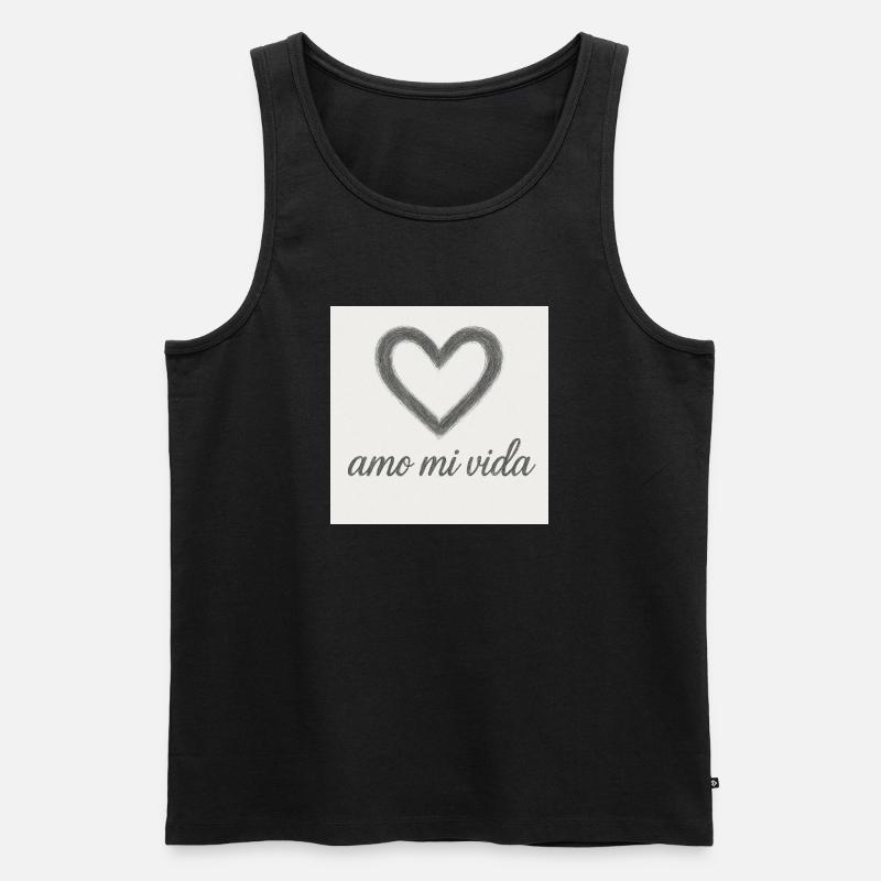 Herz und Lebensfreude - Männer Premium Bio Tank Top - Schwarz