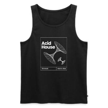 Acid House Néon Rétro - Débardeur bio Premium Homme - noir - Devant - AI Model Male 178 light (178cm)