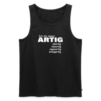 good - Men's Premium Organic Tank Top - black - Front - Michal (187cm)