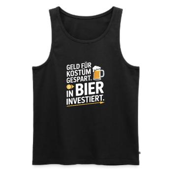 L’argent du carnaval économisé pour la fête costumée de bière et alcool - Débardeur bio Premium Homme - noir - Devant - Michal (187cm)