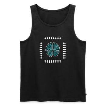 Vecteur technologique de processeur de puce cérébrale IA - Débardeur bio Premium Homme - noir - Devant - AI Model Male 178 light (178cm)