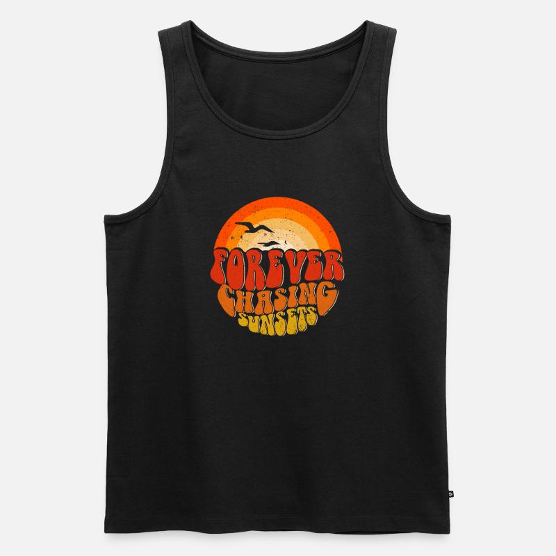 Forever Chasing Sunsets Retro Emblem - Männer Premium Bio Tank Top - Schwarz