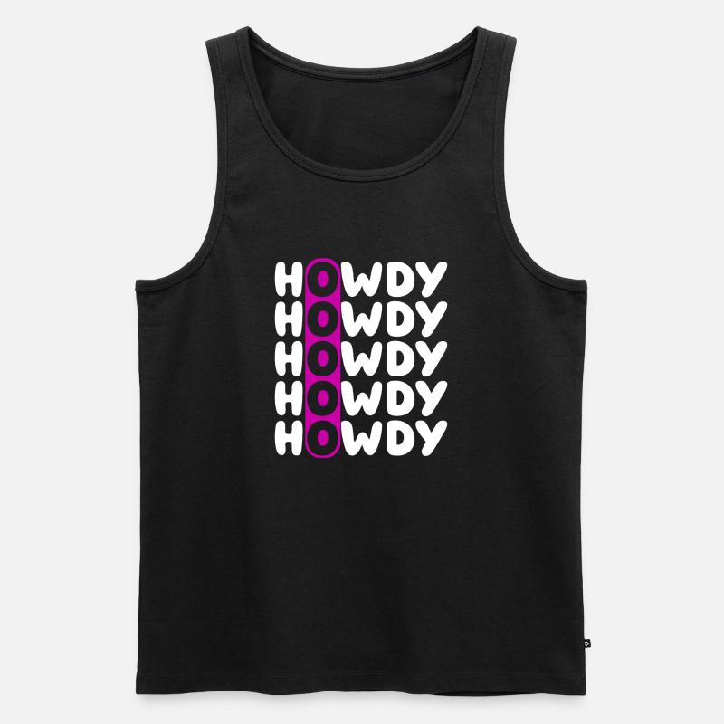 Howdy Repeat O Western Pattern - Men's Premium Organic Tank Top - black