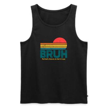 Bruh Sunset Retro Meme Design - Men's Premium Organic Tank Top - black - Front - AI Model Male 178 light (178cm)