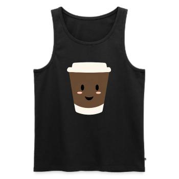 Kawaii Kaffee-Becher Lächeln - Männer Premium Bio Tank Top - Schwarz - Vorne - AI Model Male 178 light (178cm)