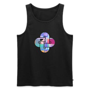 Mosaic Cloud Cross - Men's Premium Organic Tank Top - black - Front - AI Model Male 178 light (178cm)
