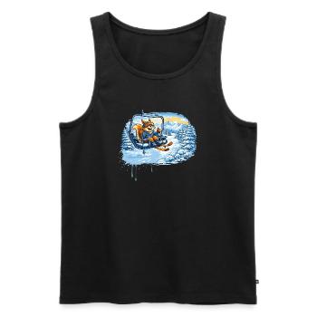 Lustiges Eichhörnchen im Skilift –Winterspaß Motiv - Männer Premium Bio Tank Top - Schwarz - Vorne - AI Model Male 178 light (178cm)