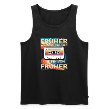 Früher war alles besser - Ich bin von früher - Männer Premium Bio Tank Top - Schwarz - Vorne - AI Model Male 178 light (178cm)