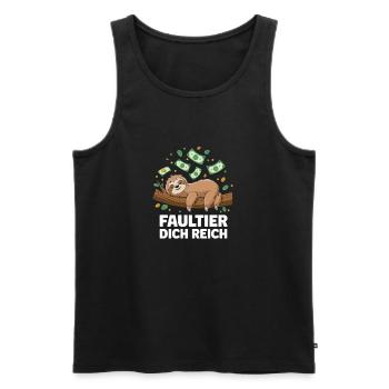  Faultier Dich Reich Lustiges Faultier Geld Motiv - Männer Premium Bio Tank Top - Schwarz - Vorne - Michal (187cm)