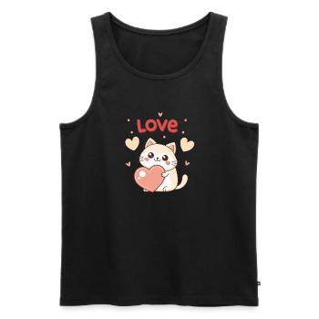 Adored Heart Cat and Pastel Love - Men's Premium Organic Tank Top - black - Front - AI Model Male 178 light (178cm)
