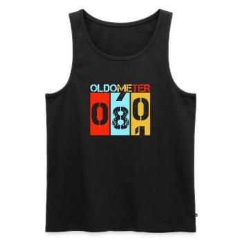 Anniversaire rétro de 80 ans d’Oldometer 80 ans - Débardeur bio Premium Homme - noir - Devant - Michal (187cm)