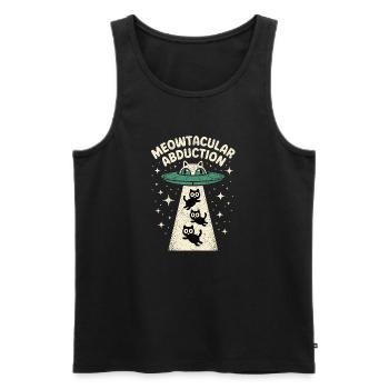 Enlèvement drôle d’extraterrestre chat - Débardeur bio Premium Homme - noir - Devant - AI Model Male 178 light (178cm)