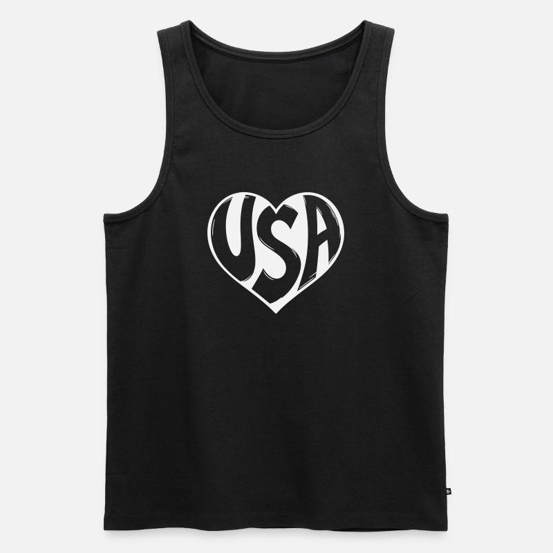 Herz USA Typo - Männer Premium Bio Tank Top - Schwarz