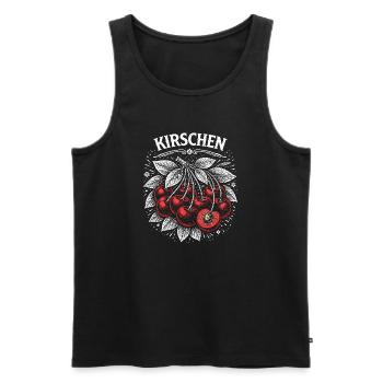 Cherries Botanical Vintage Print - Men's Premium Organic Tank Top - black - Front - AI Model Male 178 light (178cm)