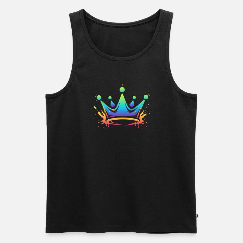 Regenbogen Kronen Splash - Männer Premium Bio Tank Top - Schwarz