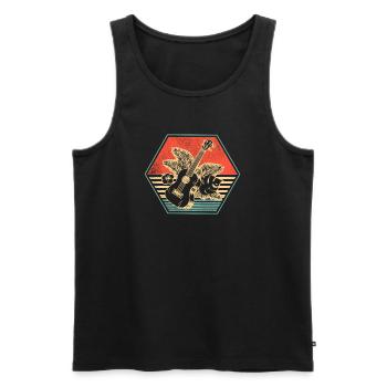 Hawaiian Ukulele Uke Retro Vintage - Männer Premium Bio Tank Top - Schwarz - Vorne - Michal (187cm)