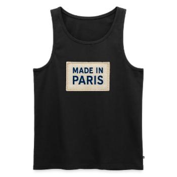 Made in Paris Fabric Patch - Men's Premium Organic Tank Top - black - Front - Michal (187cm)