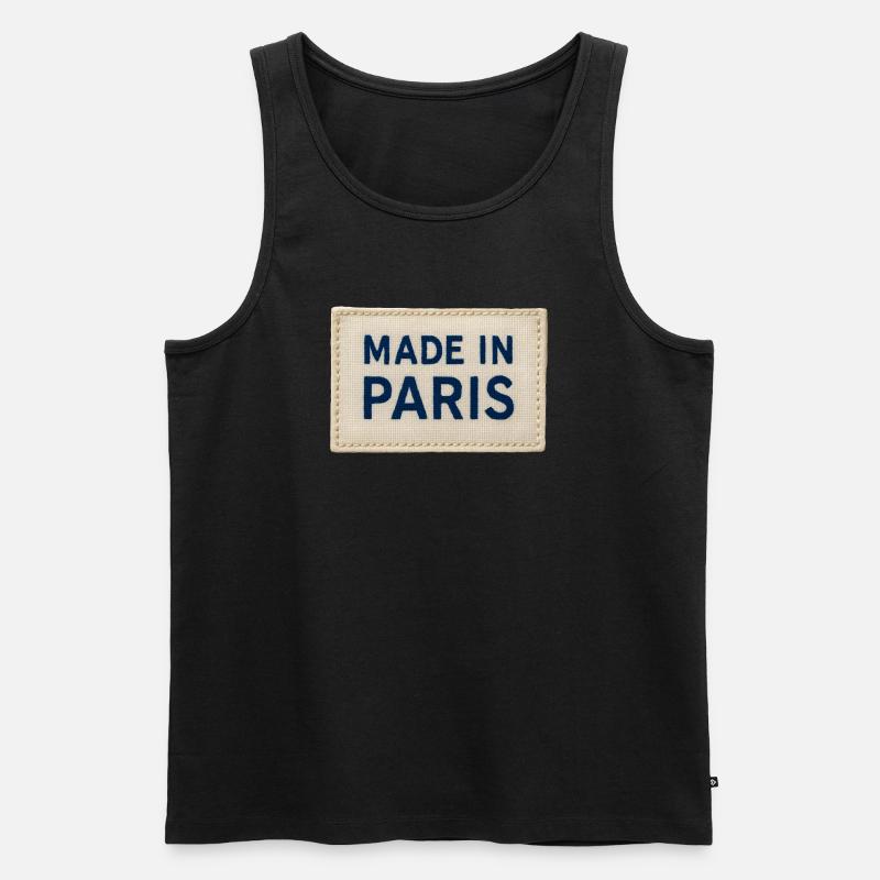 Made in Paris Fabric Patch - Men's Premium Organic Tank Top - black