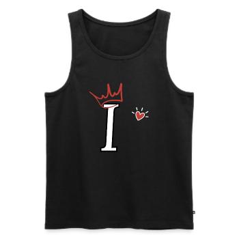 Buchstabe i Kronenherz - Männer Premium Bio Tank Top - Schwarz - Vorne - AI Model Male 178 light (178cm)