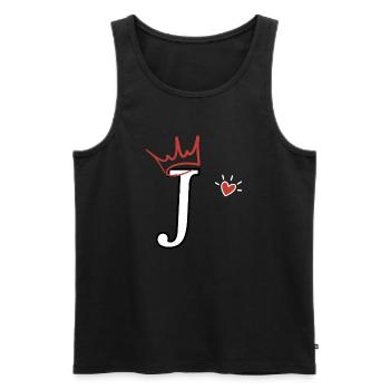 Lettre j couronne cœur  - Débardeur bio Premium Homme - noir - Devant - Michal (187cm)