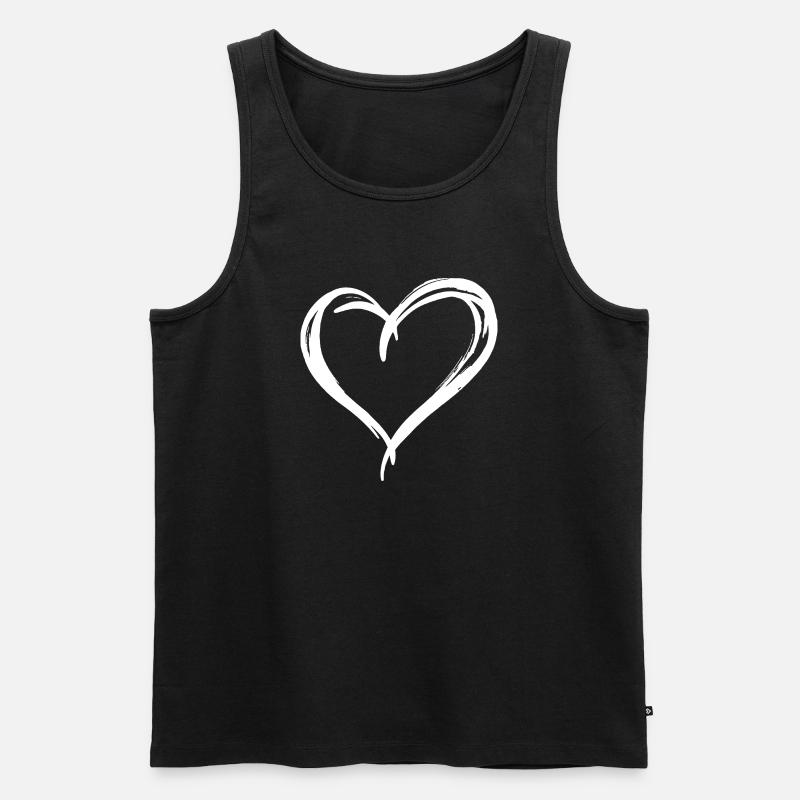 Herz - Männer Premium Bio Tank Top - Schwarz