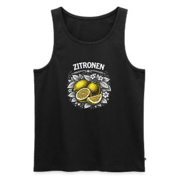 Lemon Power – Retro Fruit Illustration - Men's Premium Organic Tank Top - black - Front - AI Model Male 178 light (178cm)