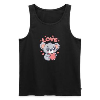 Koala Heart Love Soft Drawing - Men's Premium Organic Tank Top - black - Front - AI Model Male 178 light (178cm)