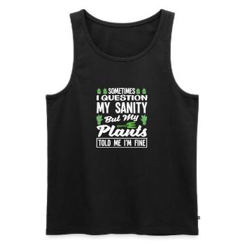 Frage Meine Vernunft Pflanzenliebhaber - Männer Premium Bio Tank Top - Schwarz - Vorne - AI Model Male 178 light (178cm)
