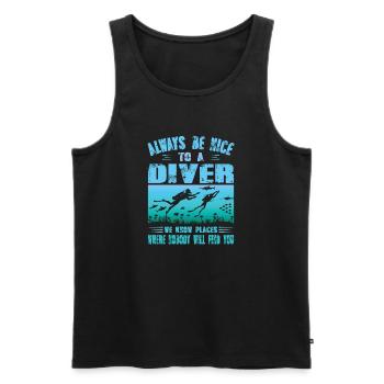 Diver Saying Funny Gift Scuba Diver Outfit - Men's Premium Organic Tank Top - black - Front - AI Model Male 178 light (178cm)