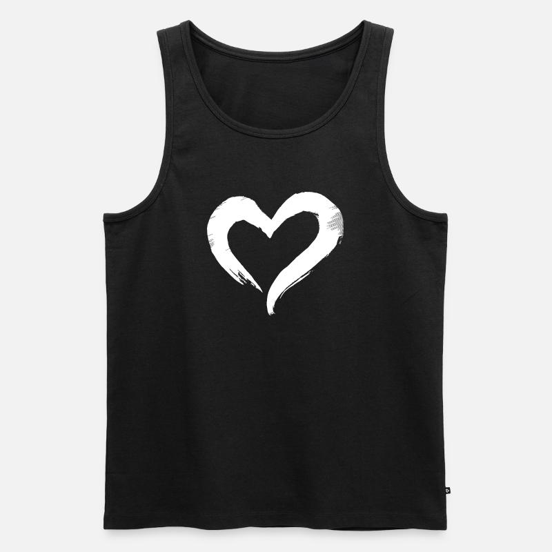 Herz - Männer Premium Bio Tank Top - Schwarz
