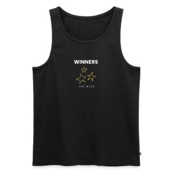 Les gagnants sont réduits à une citation motivationnelle minimale - Débardeur bio Premium Homme - noir - Devant - AI Model Male 178 light (178cm)
