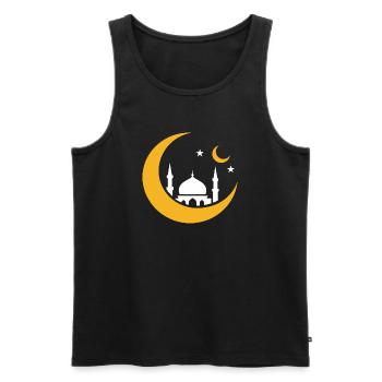 Islam Crescent Moon Mosque Silhouette - Men's Premium Organic Tank Top - black - Front - AI Model Male 178 light (178cm)