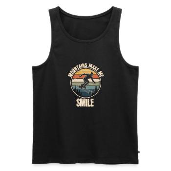 Mountains Make Me Smile Retro Skiing - Men's Premium Organic Tank Top - black - Front - Michal (187cm)