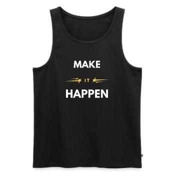 Faites que ça arrive : citation motivationnelle minimale - Débardeur bio Premium Homme - noir - Devant - AI Model Male 178 light (178cm)