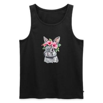 Rabbit with flower wreath - Men's Premium Organic Tank Top - black - Front - AI Model Male 178 light (178cm)