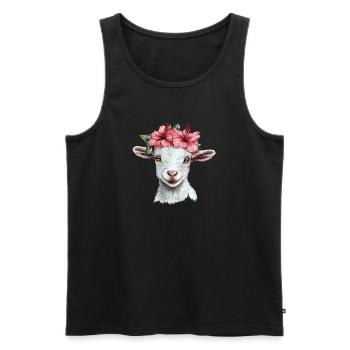 Ziege mit Hibiskuskranz - Männer Premium Bio Tank Top - Schwarz - Vorne - AI Model Male 178 light (178cm)