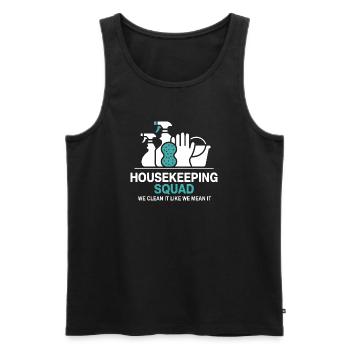 Funny Cleaning Design - Men's Premium Organic Tank Top - black - Front - AI Model Male 178 light (178cm)