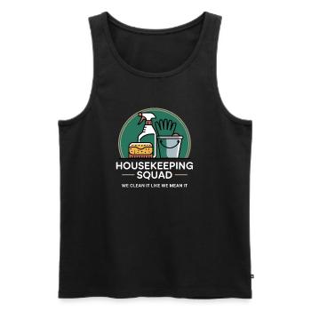Funny Cleaning Design - Men's Premium Organic Tank Top - black - Front - AI Model Male 178 light (178cm)