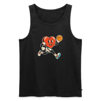 Basketball Herz Mascot Sprint - Männer Premium Bio Tank Top - Schwarz - Vorne - AI Model Male 178 light (178cm)