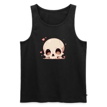 Dessin animé Crâne câlin - Débardeur bio Premium Homme - noir - Devant - Michal (187cm)