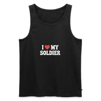 J’aime mon Soldat - Débardeur bio Premium Homme - noir - Devant - AI Model Male 178 light (178cm)