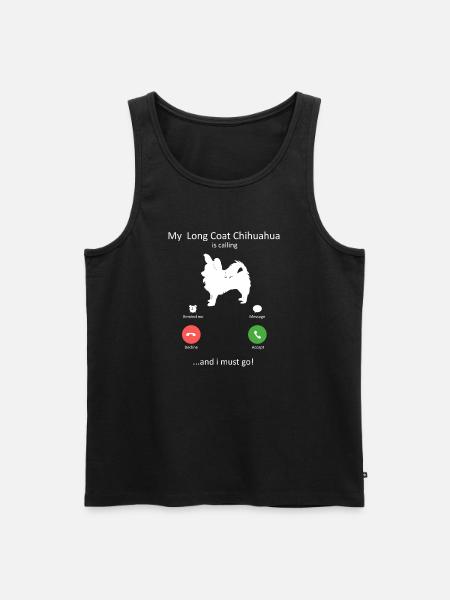 Long Coat Chihuahua Calling Funny Dog Lover - Men's Premium Organic Tank Top - black