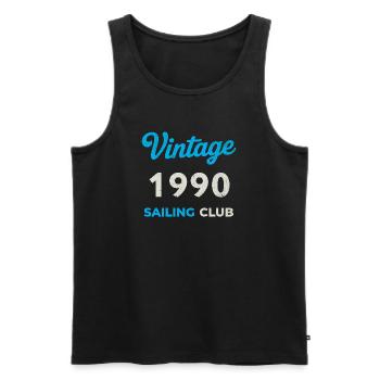 Vintage 1990 – Club de voile rétro Année de naissance - Débardeur bio Premium Homme - noir - Devant - Michal (187cm)