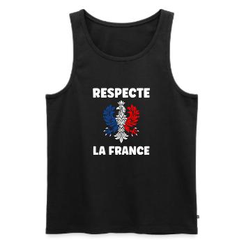 Respect France Trikolore Adler - Männer Premium Bio Tank Top - Schwarz - Vorne - Michal (187cm)