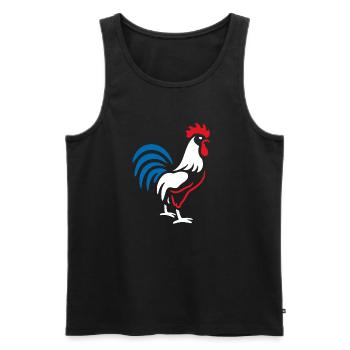 Vibrant blue red rooster - Men's Premium Organic Tank Top - black - Front - AI Model Male 178 light (178cm)