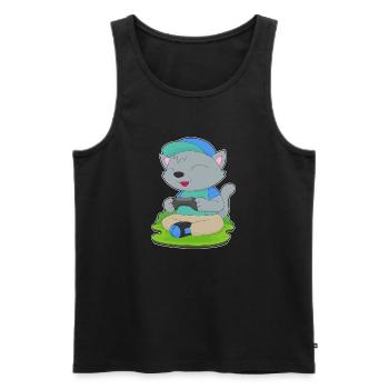 Cat Gamer Controller - Men's Premium Organic Tank Top - black - Front - Michal (187cm)