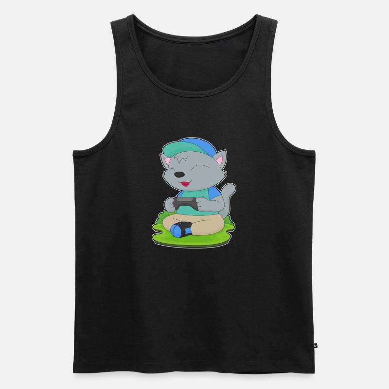 Katze Gamer Controller - Männer Premium Bio Tank Top - Schwarz