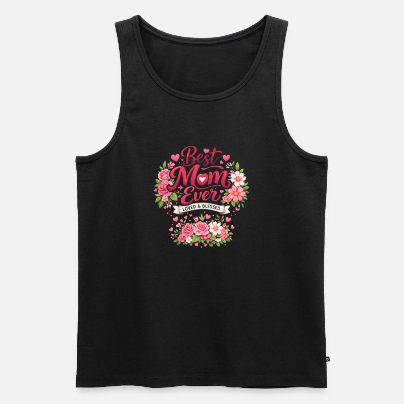 Beste Mama Ever Blütenkranz - Männer Premium Bio Tank Top - Schwarz