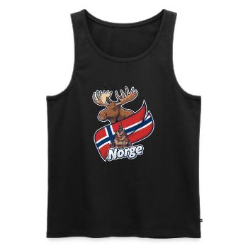 Norway Elk and Church Flag - Men's Premium Organic Tank Top - black - Front - Michal (187cm)